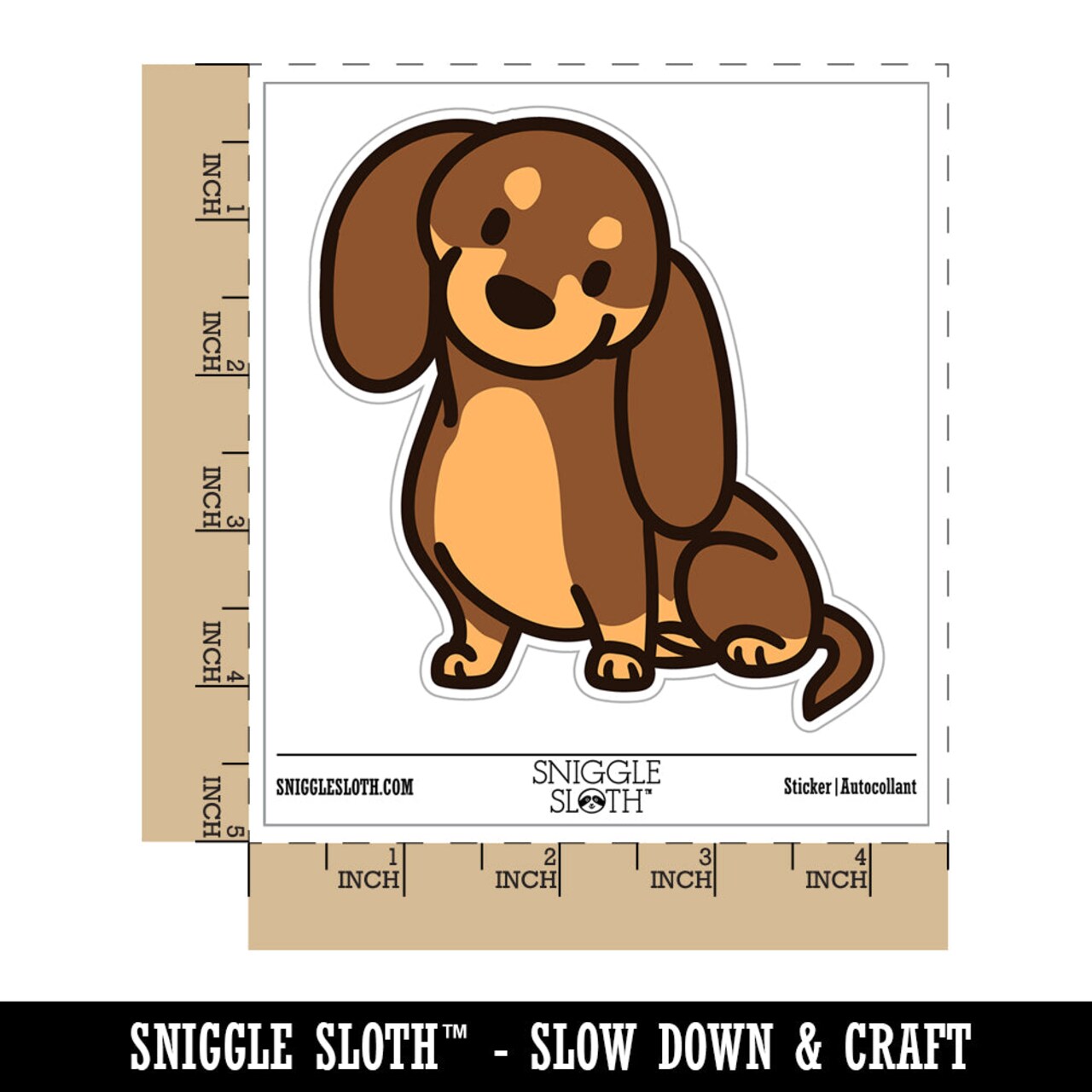 Dachshund Sitting Tilting Head Wiener Dog Waterproof Vinyl Phone Tablet Laptop Water Bottle Sticker Set - 5 Pack